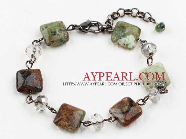 Κλασικό Σχεδιασμός σαφείς Crystal και τον Καναδά Jade βραχιόλι με κούμπωμα Αστακός