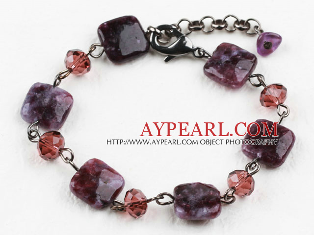 Classic Design Crystal et Violet Dargon Quartz Bracelet avec mousqueton