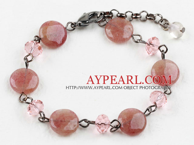 Classic Design Strawberry Crystal Quartz Bracelet with Lobster Clasp