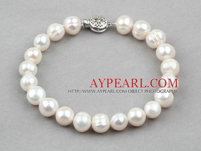 9-10mm Vit Sötvatten Pearl bröllopsbutiker armband