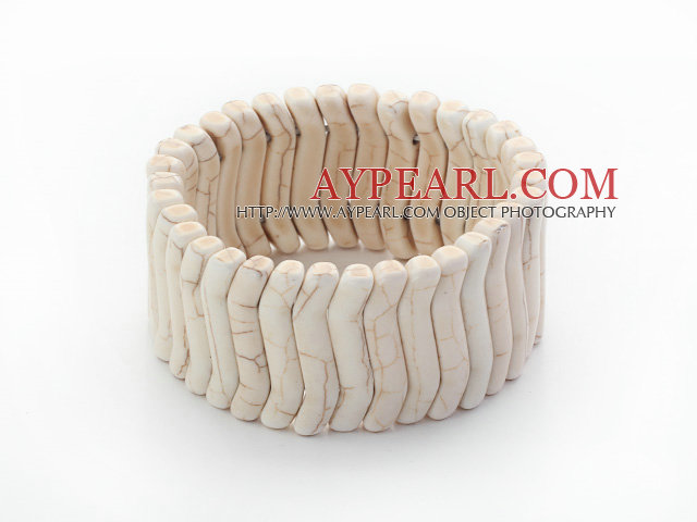 Fet stil Branch Shape Vit Howlite Stretch Bangle Armband