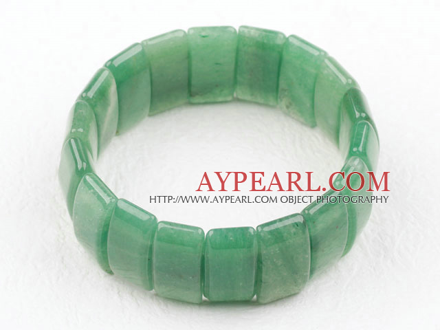 Rectangle Shape Faceted Aventurine Elastic Bangle Bracelet