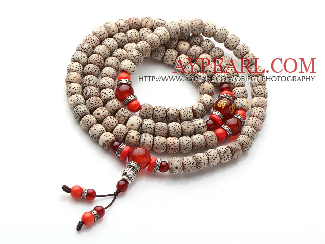 Vintage Style Πολλαπλών Σκέλη Αφήνει το Bodhi Red Coral χάντρες Agate Ελαστική προσευχαί Βραχιόλι / Προσευχή 