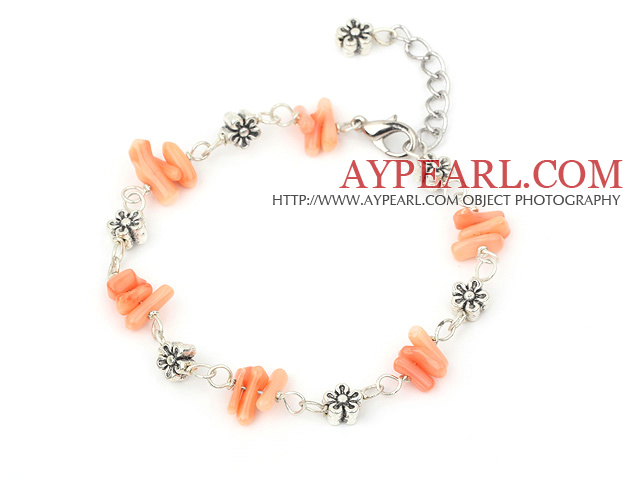 simple pinlk coral bracelet with lobster clasp