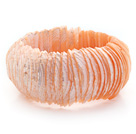 Orange Pink Color Trochus Shell Stretch Bangle Bracelet