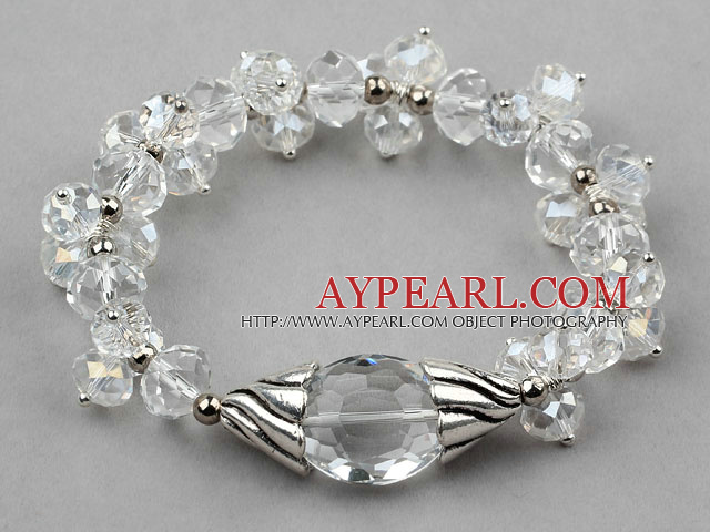 Assorted Faceted Clear Crystal Elastic Bangle Bracelet