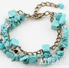 Turquoise Chips Bracelet with Bronze Chain