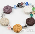 Multi Color Volcanic Stone and Multi Color Crystal Bracelet