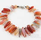 Long Teeth Shape Natural Color Agate Bracelet with Lobster Clasp