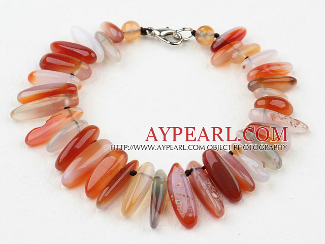 Long Teeth Shape Natural Color Agate Bracelet with Lobster Clasp