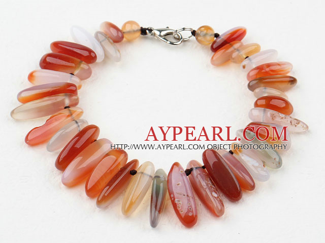 Lange tenner Form Natural Color Agate armbånd med hummer låsen