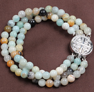 Fashion Three Strand Multi Color Amazon Stone Beads Bracelet