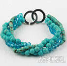 Turquoise Strand Multi et bracelet de cristal bleu