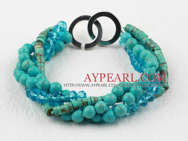 Turquoise Strand Multi et bracelet de cristal bleu