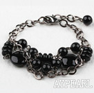 Assorted svart agat Armband med Metal justerbar kedja