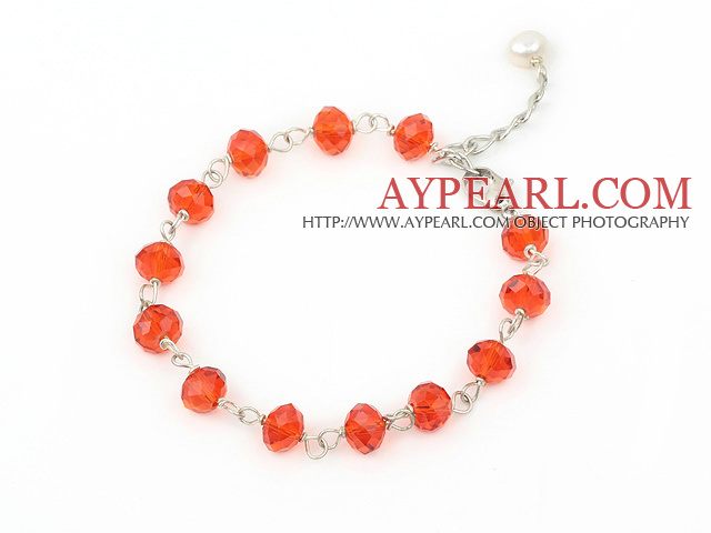 Cute style faceted red manmade crystal bracelet