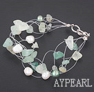 Wholesale pearl and aventurine and green rutilated quartz bracelet with lobster clasp