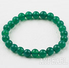 8mm Round Green Agate Elastic Beaded Bracelet