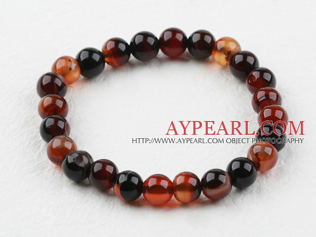 8mm Round Visional Agate Elastic Beaded Bracelet