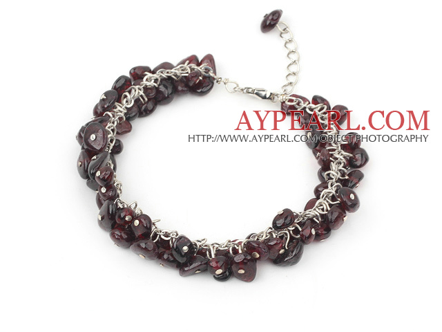 6mm garnet bracelet with metal chain and lobster clasp