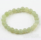 8mm Rund Natural Serpentine Jade Elastic Beaded armbånd