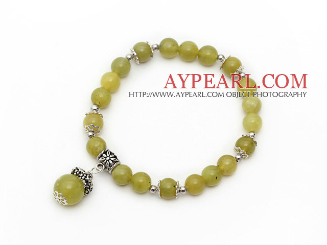 Classic Design Olive Jade Stone Elastic Armreif