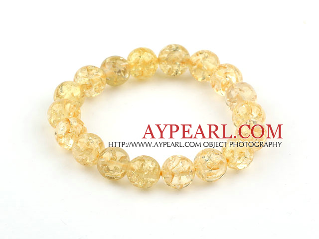 10mm Lys gul Round Immitation Amber Elastic Bangle Bracelet