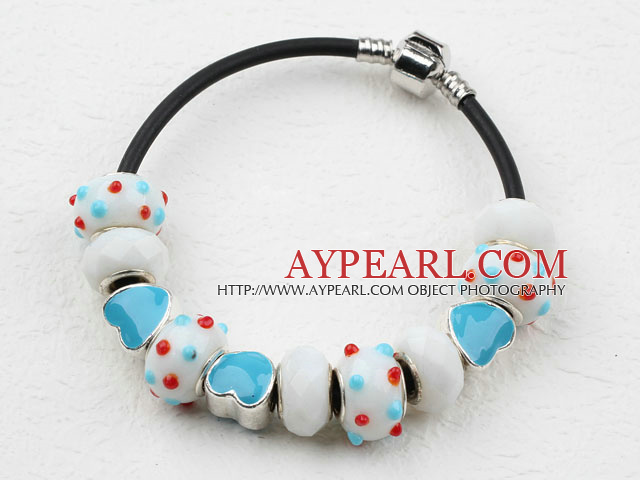 Fashion Style Light Blue Colored Glaze Charm Bracelet
