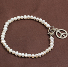 Simple Elegant stil Natural White Ferskvann Pearl Elastisk / Stretch Bracelet