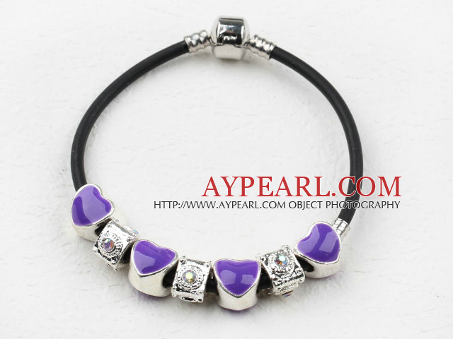 Fashion Style Couleur pourpre en forme de coeur Charm Bracelet Accessoires