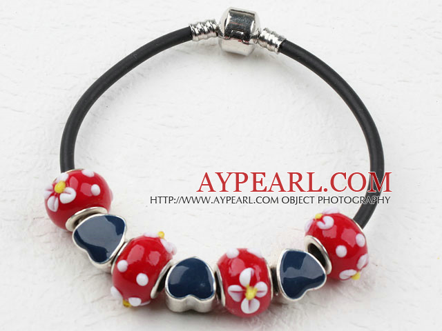 Fashion Style Red Colored Glaze Spring Charm Bracelet