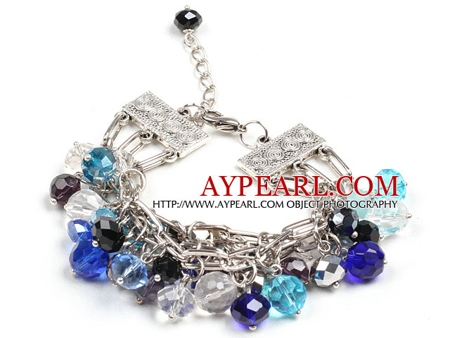 Fashion Multi Strand Multi Color Crystal Beads Charm Bracelet