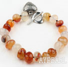 Fillet Natural Color Agate Bracelet with Heart Shape Metal Accessory