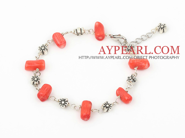 simple red coral bracelet with lobster clasp