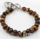 Fillet Tiger Eye Bracelet with Heart Shape Metal Accessory