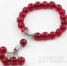 10mm Faceted Rosy Red Agate Elastic Bracelet