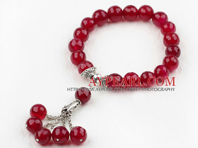 10mm Fasettert Rosy Red Agate Elastisk armbånd