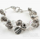 Argent Imitation et bracelet de cristal avec fermoir à mousqueton