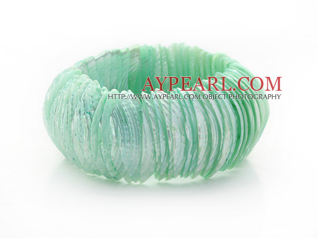 Lys grønn serien Multi Strands Assorted Freshwater Pearl og Prehnite armbånd