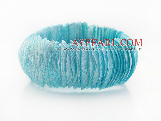 Couleur bleu ciel Trochus Shell Bracelet extensible