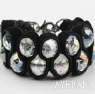 Fashion Style Kristall und Black Velvet Band Woven Bold Armband