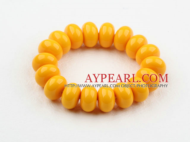 Bold Style Yellow Abacus Shape Immitation Beeswax Elastic Bangle Bracelet