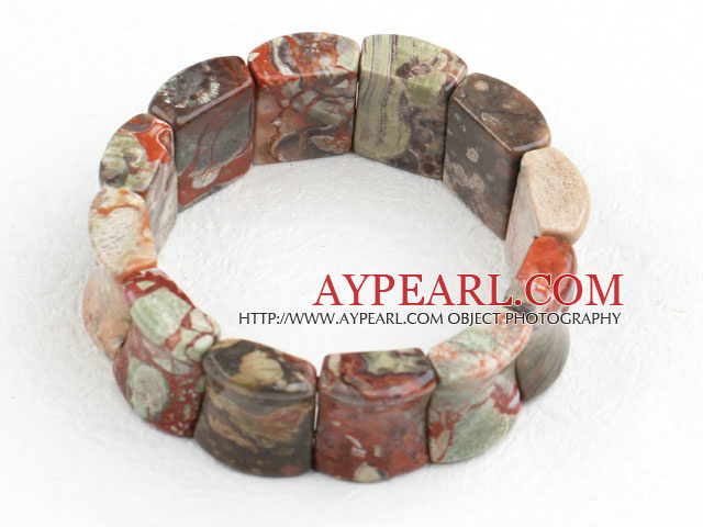 Big stil konkav form Picture Jasper Stretch Bangle Bracelet