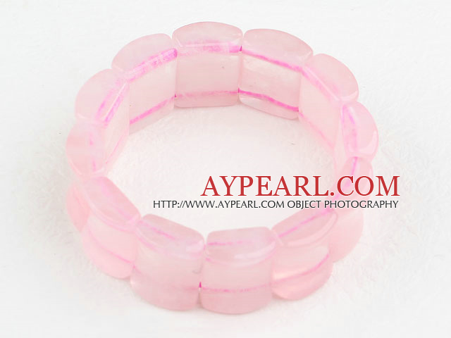 Big stil konkav form Rose Quartz Stretch Bangle Bracelet