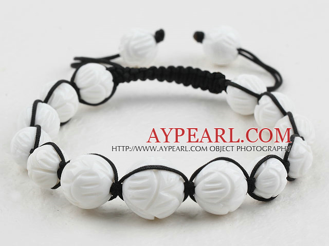 Sculpté Style Fashion Lotus White Sea Shell Bracelet cordon