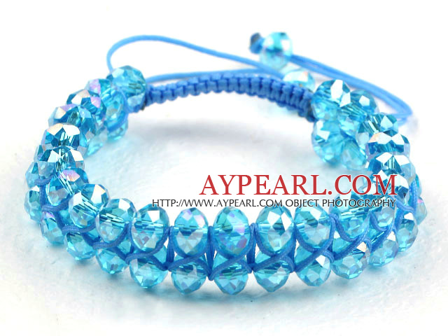 Fashion Style tvåradig Sky Blue Crystal Dragsko Armband