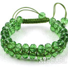 Fashion Style Two Row Grass Green Crystal Drawstring Bracelet