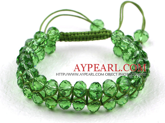 Stil de moda Două rânduri Iarbă Crystal Green Drawstring brățară