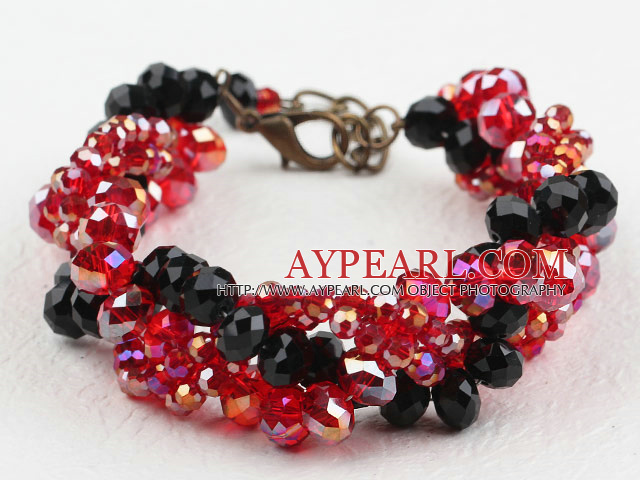 Assorted Black and Red Crystal Armband mit Karabinerverschluss