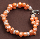 Summer Beach Jewelry 6-7Mm Natural White And Pink Pearl Bracelet